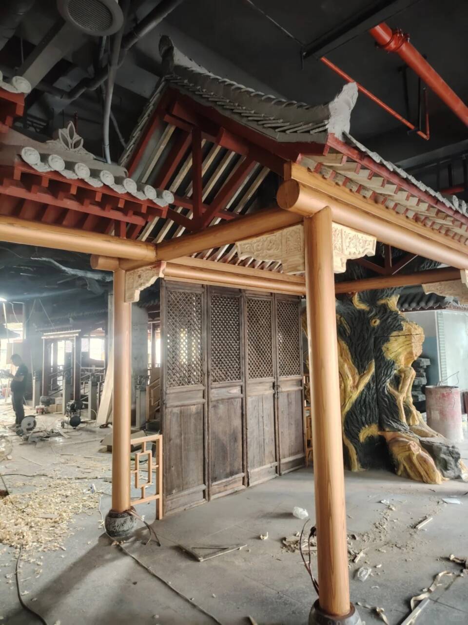 廊架长廊木纹漆，钢结构金属面木纹漆，仿木纹漆厂家施工支持大小批量采购