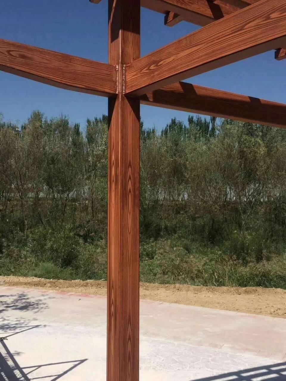 凉亭花架木纹漆厂家施工现货销售